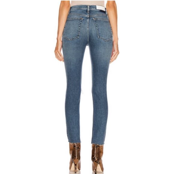Re/Done 90's High Rise Ankle Crop Jeans in Dusk Destroy - Picture 4 of 13
